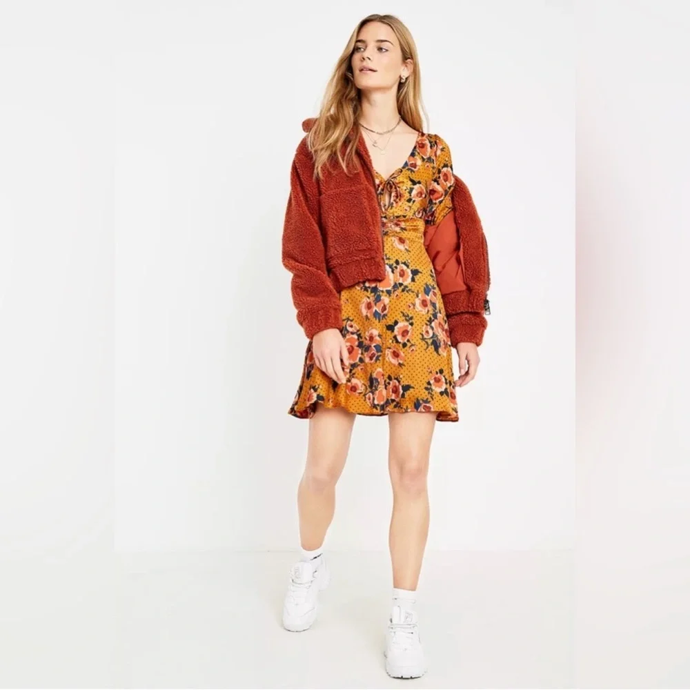 Free People Women's Floral flowy satin mini Dress